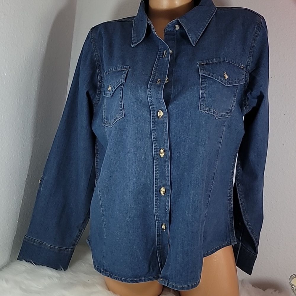 1753 LOVE CAMERON  Denim  Blue Shirt NWT98% pOLYESTER - 2% sPANDEX9